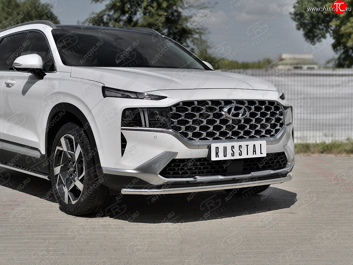 16 999 р. Защита переднего бампера (Ø42 мм секции, нержавейка) SLITKOFF Hyundai Santa Fe TM рестайлинг (2020-2022)  с доставкой в г. Майкоп
