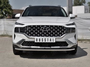 16 999 р. Защита переднего бампера (Ø42 мм секции, нержавейка) SLITKOFF Hyundai Santa Fe TM рестайлинг (2020-2022)  с доставкой в г. Майкоп. Увеличить фотографию 2