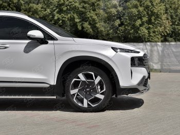 19 749 р. Защита переднего бампера SLITKOFF (2 трубы Ø42+42 мм, нержавейка) Hyundai Santa Fe TM рестайлинг (2020-2022)  с доставкой в г. Майкоп. Увеличить фотографию 4