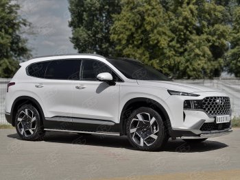 19 749 р. Защита переднего бампера SLITKOFF (2 трубы Ø42+42 мм, нержавейка) Hyundai Santa Fe TM рестайлинг (2020-2022)  с доставкой в г. Майкоп. Увеличить фотографию 3