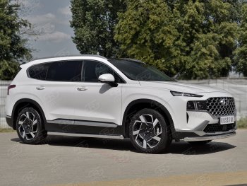 18 299 р. Защита переднего бампера (Ø63 мм, нержавейка) SLITKOFF Hyundai Santa Fe TM рестайлинг (2020-2022)  с доставкой в г. Майкоп. Увеличить фотографию 3