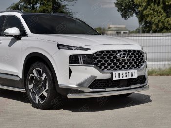 Защита переднего бампера (Ø63 мм, нержавейка) SLITKOFF Hyundai Santa Fe  TM (2020-2022) рестайлинг