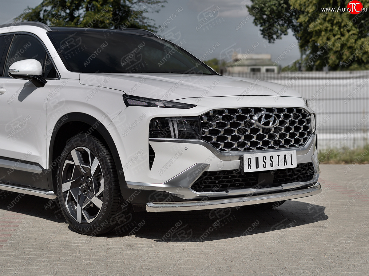 18 299 р. Защита переднего бампера (Ø63 мм, нержавейка) SLITKOFF Hyundai Santa Fe TM рестайлинг (2020-2022)  с доставкой в г. Майкоп