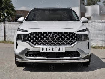 18 299 р. Защита переднего бампера (Ø63 мм, нержавейка) SLITKOFF Hyundai Santa Fe TM рестайлинг (2020-2022)  с доставкой в г. Майкоп. Увеличить фотографию 2