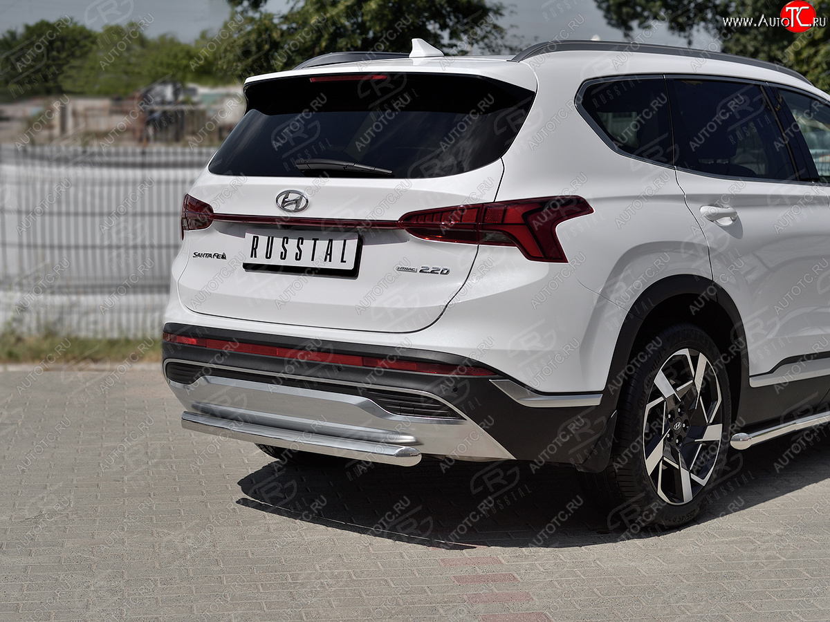 16 299 р. Защита заднего бампера (Ø63 мм, нержавейка) SLITKOFF  Hyundai Santa Fe  TM (2020-2022) рестайлинг  с доставкой в г. Майкоп
