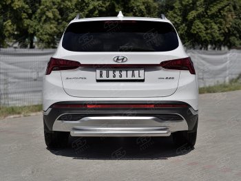 16 299 р. Защита заднего бампера (Ø63 мм, нержавейка) SLITKOFF  Hyundai Santa Fe  TM (2020-2022) рестайлинг  с доставкой в г. Майкоп. Увеличить фотографию 3