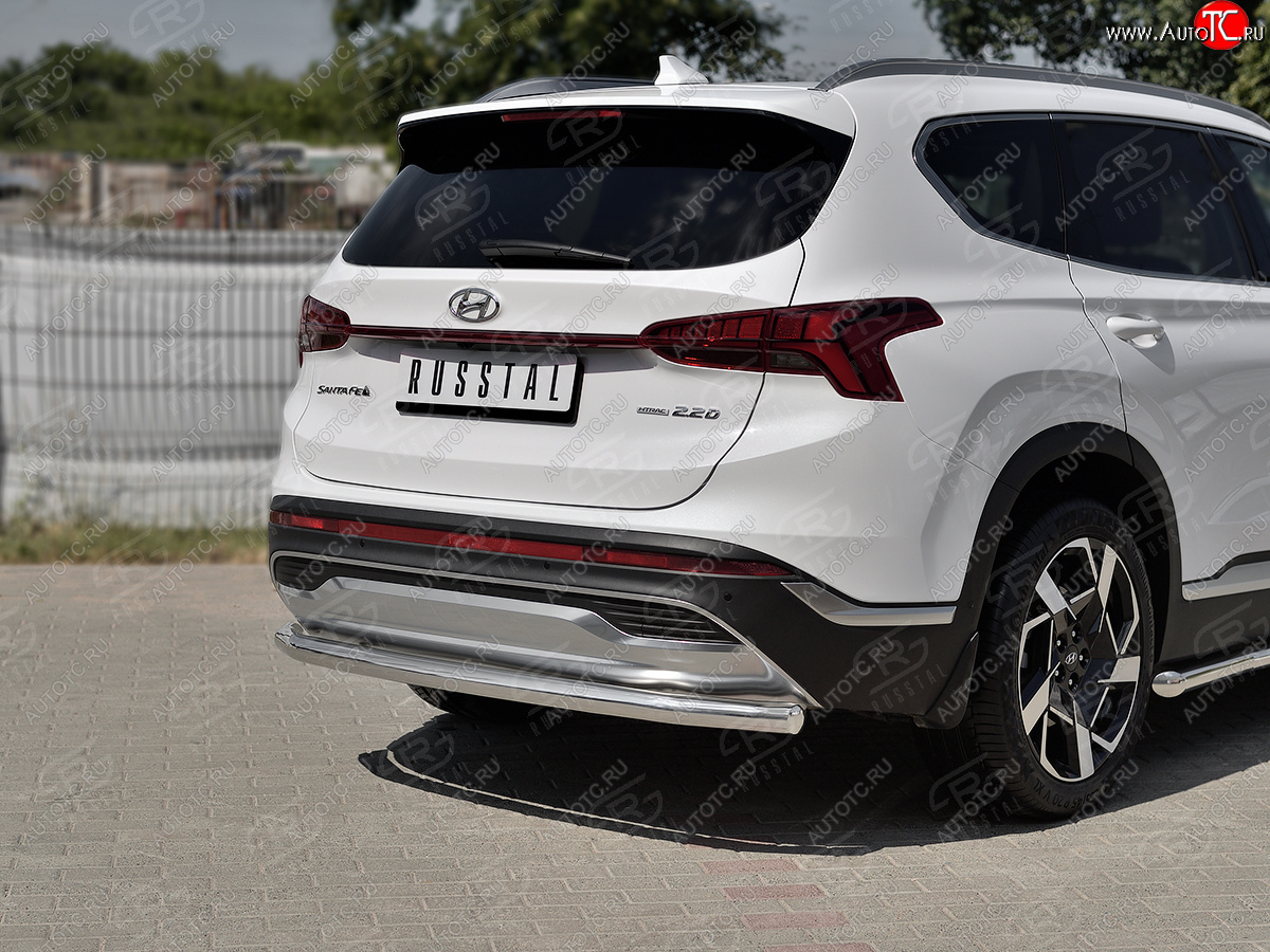 18 299 р. Защита заднего бампера (Ø63 мм секции, нержавейка) SLITKOFF  Hyundai Santa Fe  TM (2020-2022) рестайлинг  с доставкой в г. Майкоп