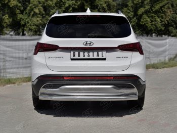 18 299 р. Защита заднего бампера (Ø63 мм секции, нержавейка) SLITKOFF  Hyundai Santa Fe  TM (2020-2022) рестайлинг  с доставкой в г. Майкоп. Увеличить фотографию 2