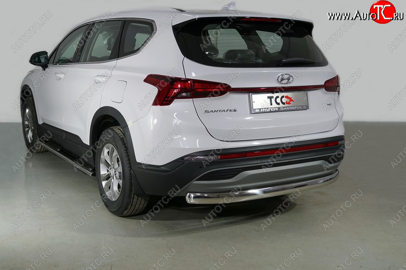 22 449 р. Защита заднего бампера (овальная) ТСС (нержавейка d 75х42 мм)  Hyundai Santa Fe  TM (2020-2022) рестайлинг  с доставкой в г. Майкоп