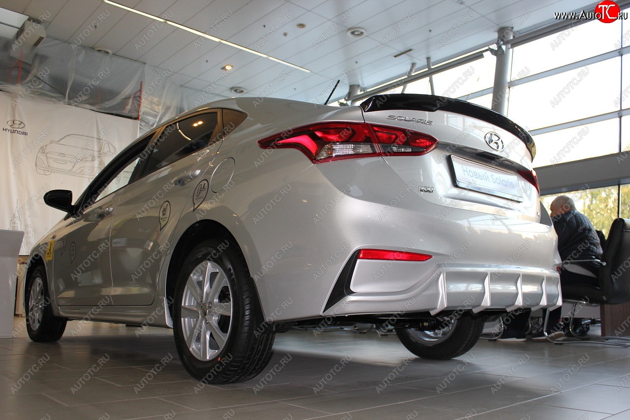 4 999 р. Накладка заднего бампера Автократ  Hyundai Solaris  HCR (2017-2020) седан дорестайлинг (Неокрашенная)  с доставкой в г. Майкоп