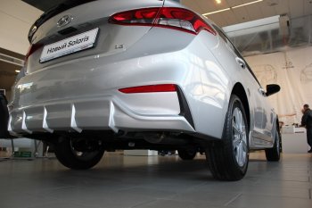 4 999 р. Накладка заднего бампера Автократ  Hyundai Solaris  HCR (2017-2020) седан дорестайлинг (Неокрашенная)  с доставкой в г. Майкоп. Увеличить фотографию 4