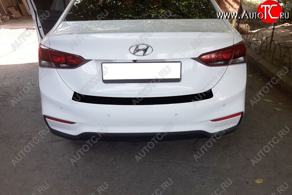 679 р. Защитная накладка заднего бампера Тюн-Авто  Hyundai Solaris  HCR (2017-2020) седан дорестайлинг  с доставкой в г. Майкоп