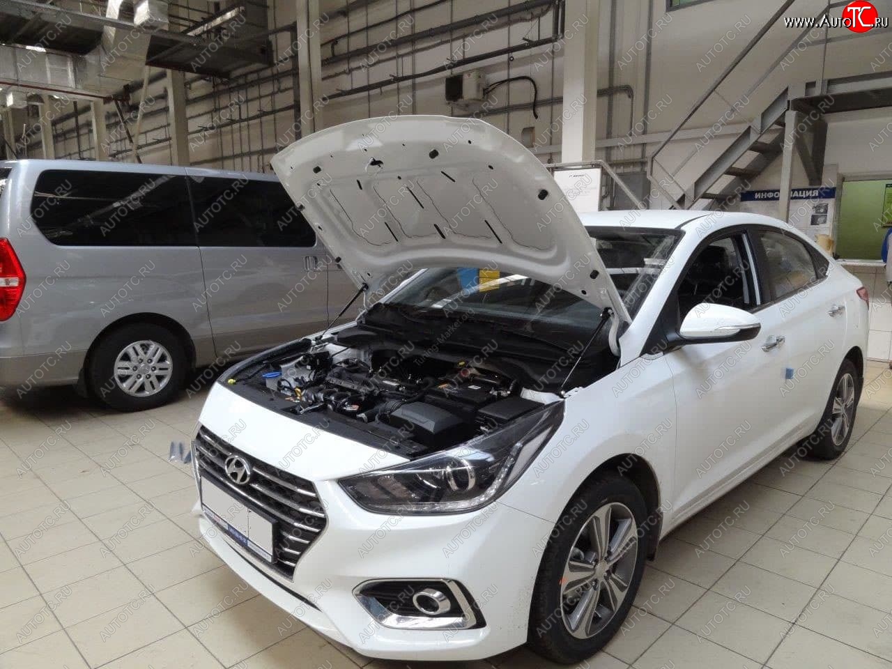2 049 р. Упоры капота Russtal Hyundai Solaris HCR седан дорестайлинг (2017-2020)  с доставкой в г. Майкоп