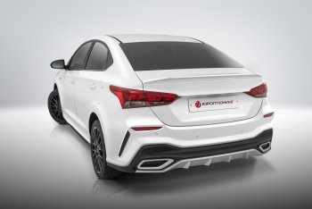 17 699 р. Задний бампер Quant Hyundai Solaris HCR седан рестайлинг (2020-2022) (Без отверстий под парктроник, Неокрашенный)  с доставкой в г. Майкоп. Увеличить фотографию 2