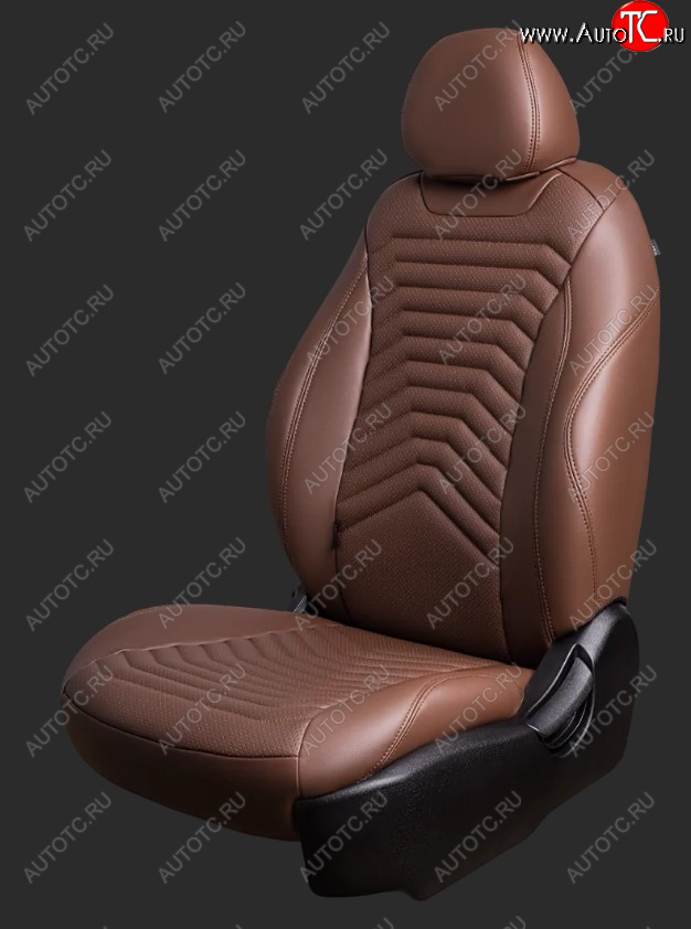24 649 р. Чехлы для сидений Lord Autofashion Байрон ПРЕЗИДЕНТ (экокожа, спинка 60/40, 3 Г0образных подголовника)  Hyundai Solaris  HCR (2017-2022) седан дорестайлинг, седан рестайлинг (Темно-коричневый, вставка темно-коричневая, строчка )  с доставкой в г. Майкоп