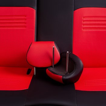 6 199 р. Чехлы для сидений Lord Autofashion Турин (экокожа, сплошная спинка, 2 П-образных подголовника)  Hyundai Solaris  HCR (2017-2020) седан дорестайлинг (Черный, вставка красная)  с доставкой в г. Майкоп. Увеличить фотографию 6