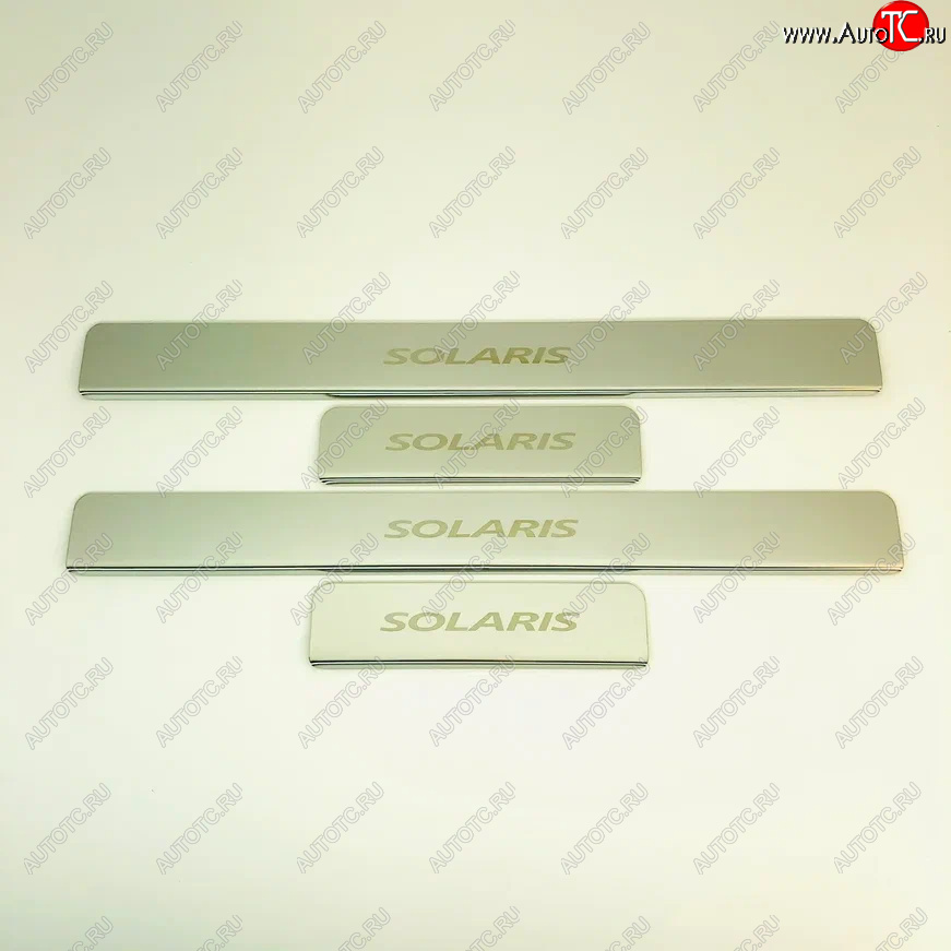 2 179 р. Накладки порожков салона INOX Hyundai Solaris HCR седан рестайлинг (2020-2022) (Нержавеющая сталь)  с доставкой в г. Майкоп