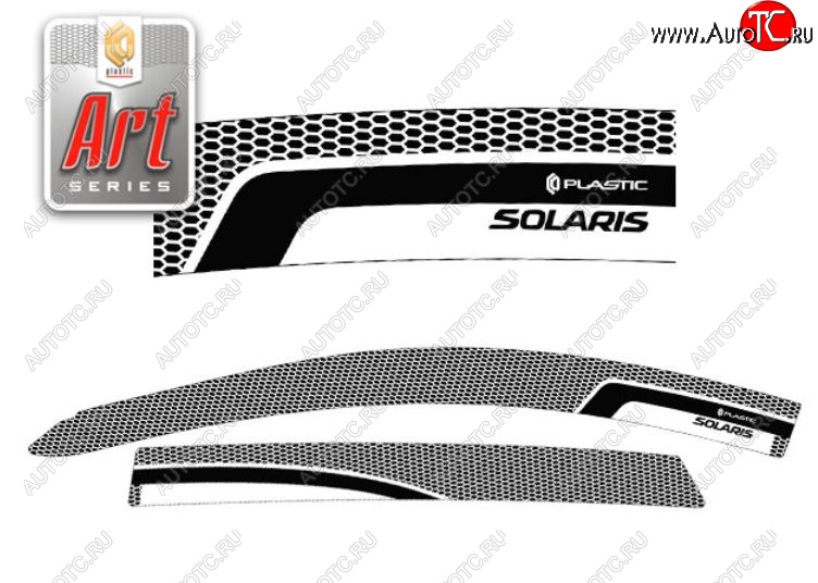 2 199 р. Дефлектора окон CA-Plastic  Hyundai Solaris  RBr (2010-2014) хэтчбэк дорестайлинг (Серия Art белая, Без хром.молдинга)  с доставкой в г. Майкоп