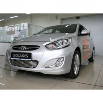 Декоративный элемент воздухозаборника Souz96 (d10) Hyundai Solaris RBr седан дорестайлинг (2010-2014) (Черные)