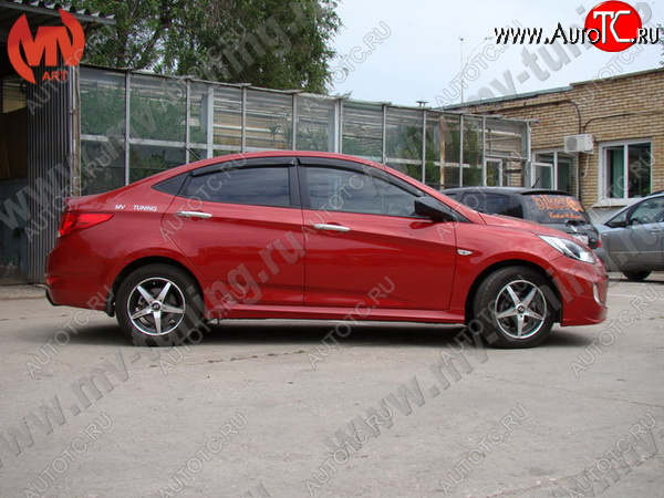 5 999 р. Пороги накладки ZEUS Hyundai Solaris RBr седан дорестайлинг (2010-2014) (Неокрашенный)  с доставкой в г. Майкоп