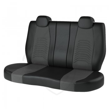 10 899 р. Чехлы для сидений Lord Autofashion Денвер (экокожа)  Hyundai Solaris  RBr (2010-2017) хэтчбэк дорестайлинг, хэтчбэк рестайлинг (Чёрный, вставка серая)  с доставкой в г. Майкоп. Увеличить фотографию 2