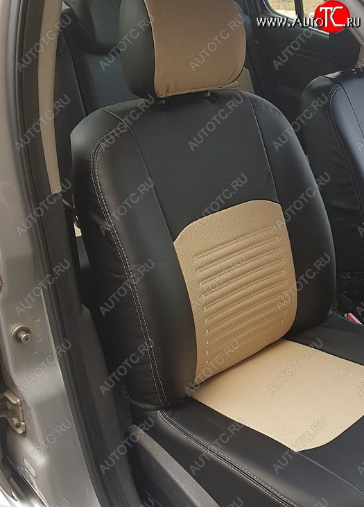 9 449 р. Чехлы для сидений Lord Autofashion Турин (экокожа) Hyundai Solaris RBr хэтчбэк дорестайлинг (2010-2014) (Чёрный, вставка бежевая)  с доставкой в г. Майкоп