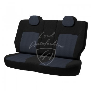 5 699 р. Чехлы для сидений Lord Autofashion Дублин (жаккард, раздельная спинка) Hyundai Solaris RBr хэтчбэк дорестайлинг (2010-2014) (Черный, вставка Ёж Синий)  с доставкой в г. Майкоп. Увеличить фотографию 2