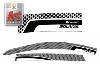 Дефлектора окон CA-Plastic Hyundai Solaris  RBr (2014-2017) хэтчбэк рестайлинг (Серия Art черная, Без хром.молдинга)