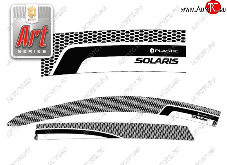 2 199 р. Дефлектора окон CA-Plastic  Hyundai Solaris  RBr (2014-2017) хэтчбэк рестайлинг (Серия Art серебро, Без хром.молдинга)  с доставкой в г. Майкоп