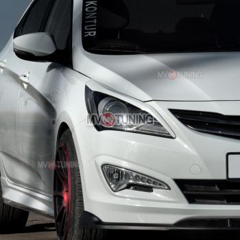 1 799 р. Реснички на фары ZEUS MV-Tuning Hyundai Solaris RBr седан рестайлинг (2014-2017) (Неокрашенные)  с доставкой в г. Майкоп. Увеличить фотографию 2