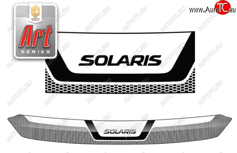 2 159 р. Дефлектор капота CA-Plastiс  Hyundai Solaris  RBr (2010-2014) седан дорестайлинг (Серия Art серебро)  с доставкой в г. Майкоп
