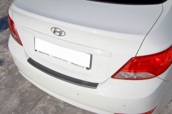 679 р. Защитная накладка заднего бампера Тюн-Авто Hyundai Solaris RBr седан рестайлинг (2014-2017)  с доставкой в г. Майкоп. Увеличить фотографию 2
