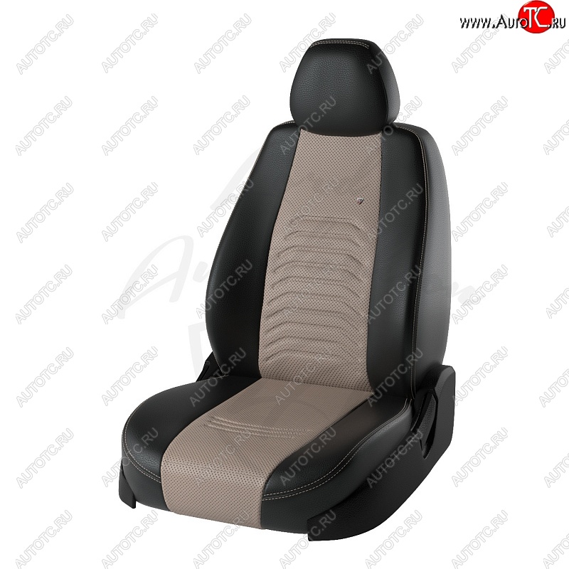 12 799 р. Чехлы для сидений Lord Autofashion Денвер (экокожа)  Hyundai Solaris  RBr (2010-2017) седан дорестайлинг, седан рестайлинг (Чёрный, вставка бежевая)  с доставкой в г. Майкоп