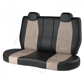 12 799 р. Чехлы для сидений Lord Autofashion Денвер (экокожа)  Hyundai Solaris  RBr (2010-2017) седан дорестайлинг, седан рестайлинг (Чёрный, вставка бежевая)  с доставкой в г. Майкоп. Увеличить фотографию 2