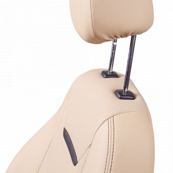 7 399 р. Чехлы для сидений Lord Autofashion Турин 2 (экокожа, раздельная спинка)  Hyundai Solaris  RBr (2010-2017) седан дорестайлинг, седан рестайлинг (Бежевый/Бежевый/Чёрный/Бежевый)  с доставкой в г. Майкоп. Увеличить фотографию 5