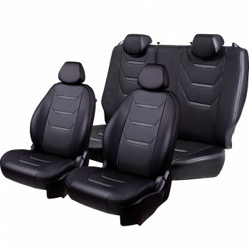 8 699 р. Чехлы для сидений Lord Autofashion Турин 2 (экокожа, раздельная спинка)  Hyundai Solaris  RBr (2010-2017) седан дорестайлинг, седан рестайлинг (Серый/Серый/Чёрный/Чёрный)  с доставкой в г. Майкоп. Увеличить фотографию 2