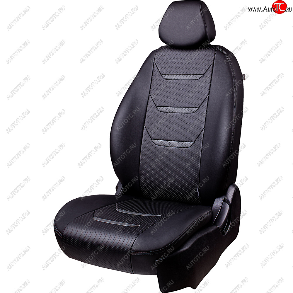 8 699 р. Чехлы для сидений Lord Autofashion Турин 2 (экокожа, раздельная спинка)  Hyundai Solaris  RBr (2010-2017) седан дорестайлинг, седан рестайлинг (Серый/Серый/Чёрный/Чёрный)  с доставкой в г. Майкоп