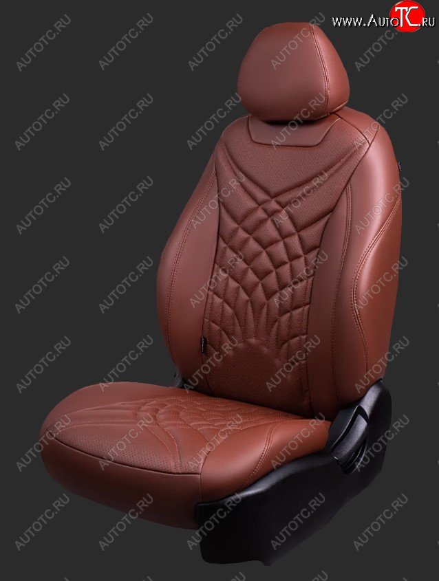 16 999 р. Чехлы для сидений Lord Autofashion Байрон ЖУК (экокожа, спинка 60/40, 2 Г-образных подголовника)  Hyundai Solaris  RBr (2010-2017) седан дорестайлинг, седан рестайлинг (Коричневый, вставка коричневая, строчка коричневая)  с доставкой в г. Майкоп