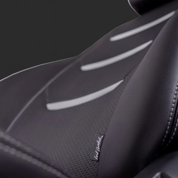 7 399 р. Чехлы для сидений Lord Autofashion Турин 2 (экокожа, спинка 60/40, 2 Г-образных подголовника)  Hyundai Solaris  RBr (2010-2017) седан дорестайлинг, седан рестайлинг (Черный, вставка черная и серая, строчка серая)  с доставкой в г. Майкоп. Увеличить фотографию 2