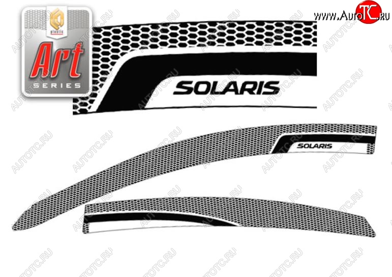 2 199 р. Дефлектора окон CA-Plastic  Hyundai Solaris  RBr (2014-2017) седан рестайлинг (Серия Art графит, Без хром.молдинга, Крепление только на скотч)  с доставкой в г. Майкоп
