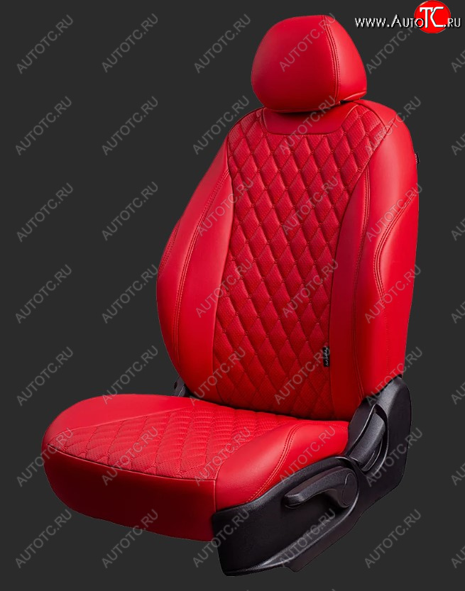 14 999 р. Чехлы для сидений Lord Autofashion Байрон (экокожа, спинка 60/40, 2 Г-образных подголовника)  Hyundai Solaris  RBr (2010-2017) седан дорестайлинг, седан рестайлинг (Красный, вставка красная, строчка красная)  с доставкой в г. Майкоп