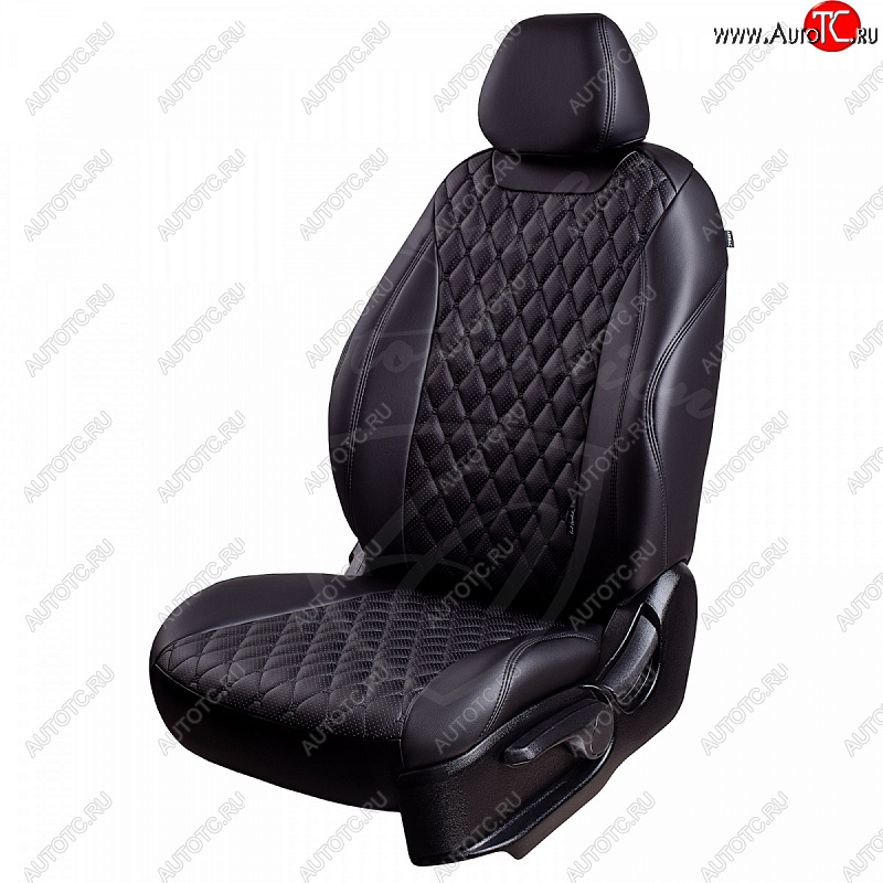 14 999 р. Чехлы для сидений Lord Autofashion Байрон (экокожа) Hyundai Sonata LF рестайлинг (2017-2019) (Черный, вставка черная, строчка черная)  с доставкой в г. Майкоп