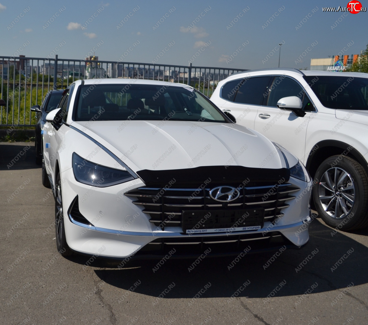 3 299 р. Дефлектор капота SIM Hyundai Sonata DN8 (2019-2022)  с доставкой в г. Майкоп