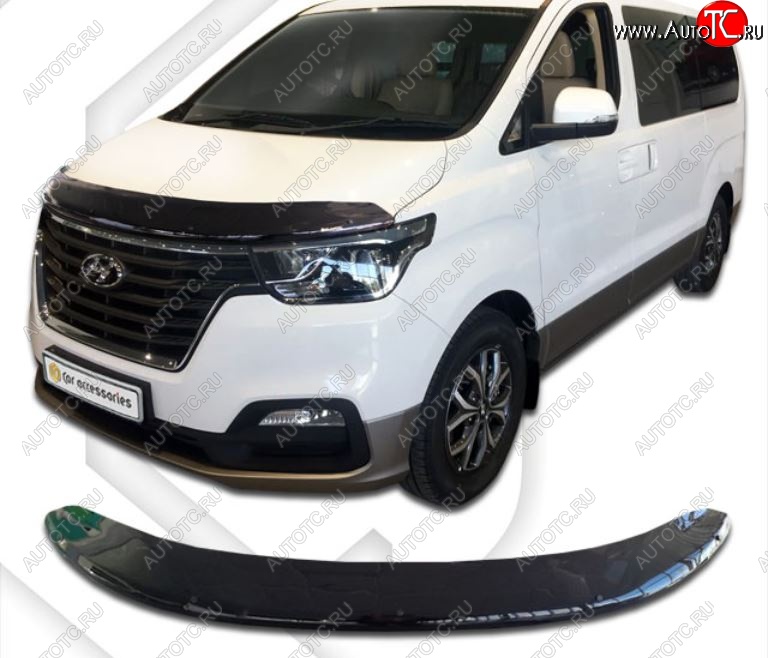 2 899 р. Дефлектор капота CA-Plastik exclusive Hyundai Starex/Grand Starex/H1 TQ 2-ой рестайлинг (2017-2022) (Classic черный, Без надписи)  с доставкой в г. Майкоп