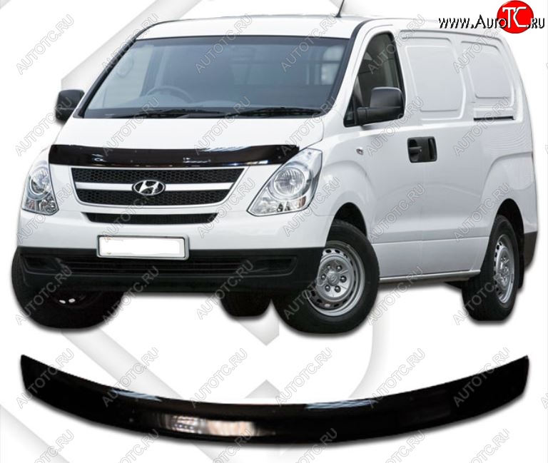 2 159 р. Дефлектор капота (кузов: kmjwwh) CA-Plastiс  Hyundai Starex/H1  A1 (2004-2007) рестайлинг (серия Classic черный, Без надписи)  с доставкой в г. Майкоп