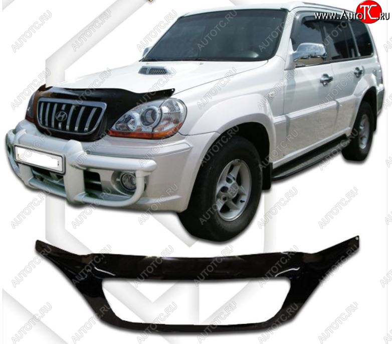 2 899 р. Дефлектор капота CA-Plastic exclusive Hyundai Terracan HP дорестайлинг (2001-2004) (Classic черный, Без надписи)  с доставкой в г. Майкоп