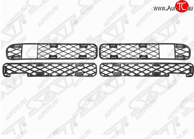 739 р. Решетка в передний бампер SAT (комплект, верх+низ) Hyundai Terracan HP дорестайлинг (2001-2004)  с доставкой в г. Майкоп