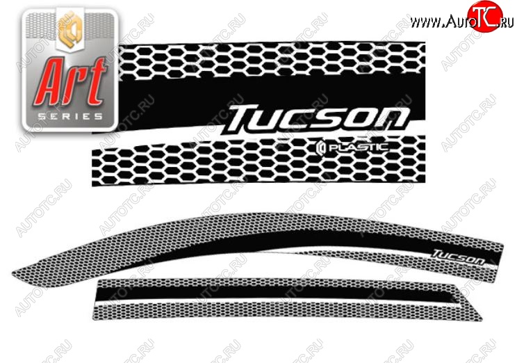 2 199 р. Дефлектора окон CA-Plastic  Hyundai Tucson  TL (2015-2021) дорестайлинг, рестайлинг (Серия Art серебро, Без хром.молдинга)  с доставкой в г. Майкоп