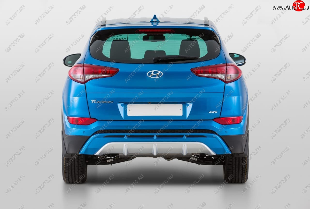 9 799 р. Накладка заднего бампера YT Hyundai Tucson TL дорестайлинг (2015-2018) (Неокрашенная)  с доставкой в г. Майкоп