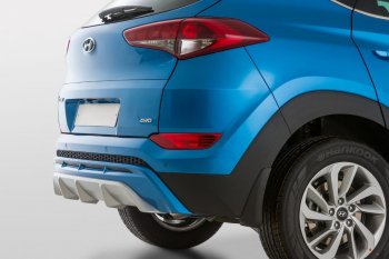 9 799 р. Накладка заднего бампера YT Hyundai Tucson TL дорестайлинг (2015-2018) (Неокрашенная)  с доставкой в г. Майкоп. Увеличить фотографию 2